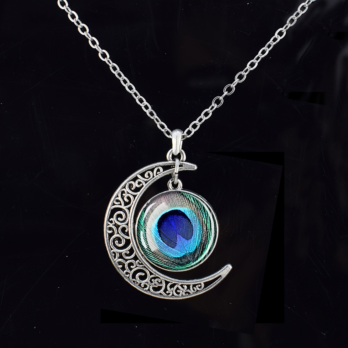 Crescent Moon Necklace Elegant Glass Pendant Charm